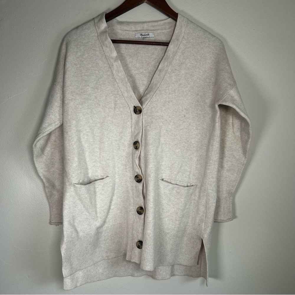 Madewell Cardigan‎ Sweater Cream V Neck Button Front Knit Size S